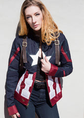 Women's Captain America: Civil War Leather Textile Jacket