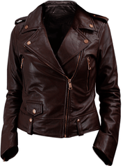 Women's Wine Red Leather Biker Jacket