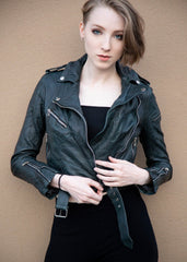 Womens Riverdale Southside Serpents Leather Motorcycle Jacket Black