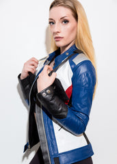 Womens Soldier 76 Overwatch Leather Jacket Blue
