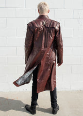 Mens Guardians of Galaxy 2 Star Lord Chris Pratt Leather Trench Coat