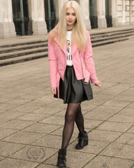 Womens Barbie Doll Soft Leather Jacket Mattel Pink