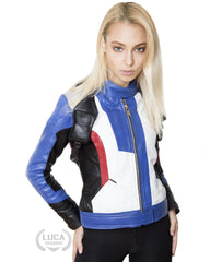 Womens Soldier 76 Overwatch Leather Jacket Blue