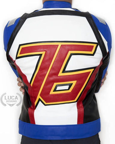 Mens Soldier 76 Leather Jacket Blue