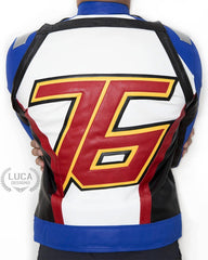 Mens Soldier 76 Leather Jacket Blue