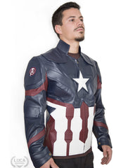 Mens Captain America Leather Jacket Avengers Age of Ultron