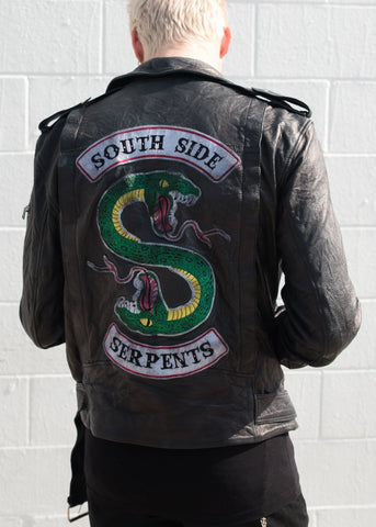 Mens Riverdale Southside Serpents Leather Motorcycle Jacket