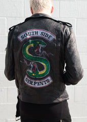 Mens Riverdale Southside Serpents Leather Motorcycle Jacket