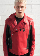 Mens Spider-Man Last Stand Leather Jacket Black & Red