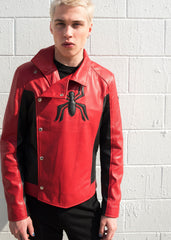 Mens Spider-Man Last Stand Leather Jacket Black & Red