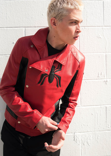 Mens Spider-Man Last Stand Leather Jacket Black & Red