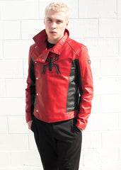 Mens Spider-Man Last Stand Leather Jacket Black & Red