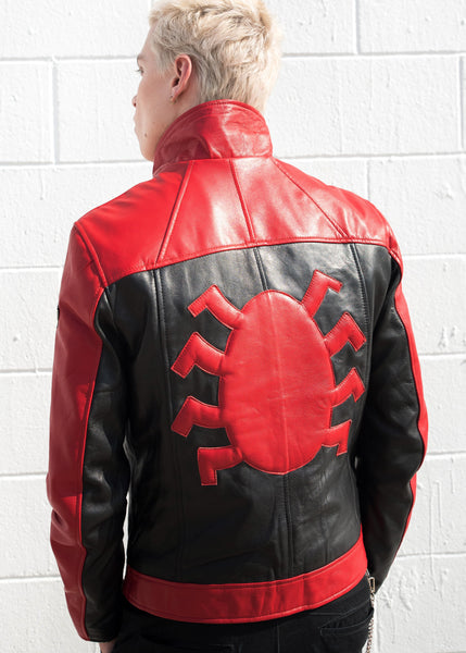 Mens Spider-Man Last Stand Leather Jacket Black & Red