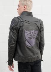 Men's Transformers Decepticon Shield Leather Jacket Black Armor