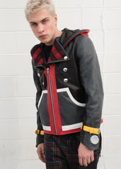 Mens Kingdom Hearts Sora Leather Jacket Black Red