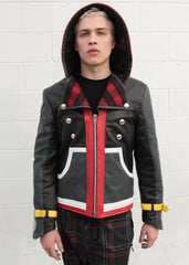 Mens Kingdom Hearts Sora Leather Jacket Black Red