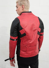 Mens Ryan Reynolds Deadpool Real Leather Jacket Black & Red