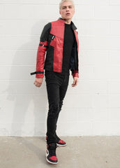 Mens Ryan Reynolds Deadpool Real Leather Jacket Black & Red