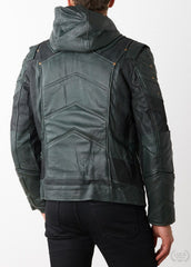 Mens Green Arrow Stephen Amell Leather Jacket