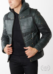 Mens Green Arrow Stephen Amell Leather Jacket