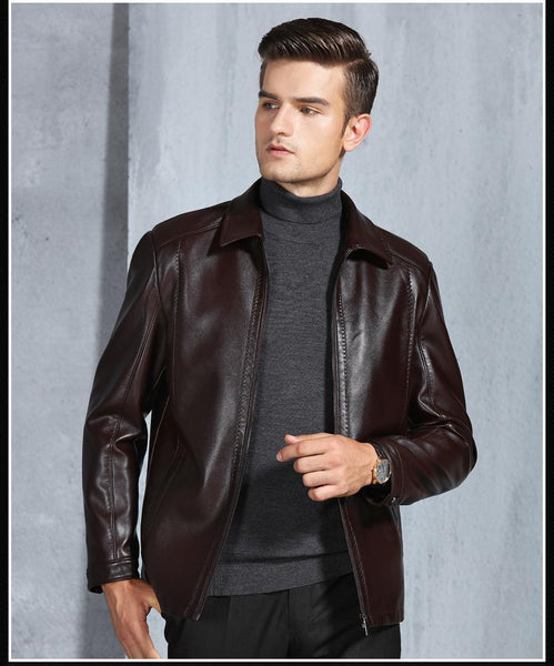 New Arrival Men's Genuine Leather Jacket Bomber Jacket