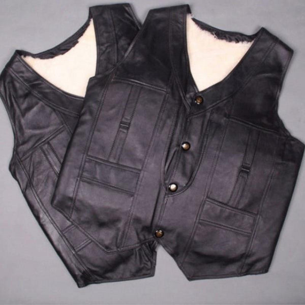 Real Sheepskin Wool Sleeveless Leather Vest