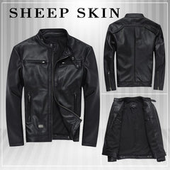 Classic Men Sheepskin Leather Jacket S-5XL