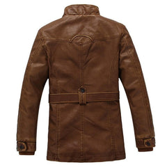 Luxury Fleece Winter Warm Biker Leather Jacket for Men