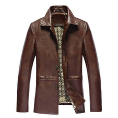 Leather Jacket for Men Soft Sheepskin Business Casual Jacket (Black and Coffee Color)