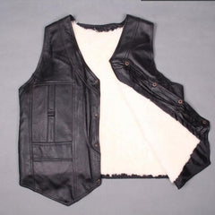 Real Sheepskin Wool Sleeveless Leather Vest