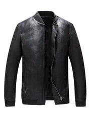 YOLANFAIRY Bomber Leather Jackets For Men