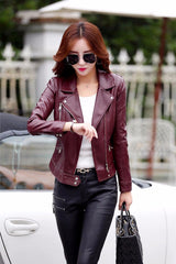 Pinky is Black Women Leather Jacket