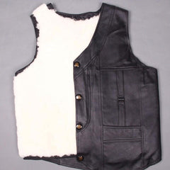 Real Sheepskin Wool Sleeveless Leather Vest