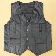 2019 High-End Brand Men's Leather Waistcoats Large Size Real Sheepskin Vest Soft Black