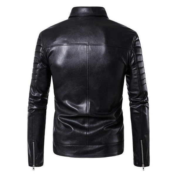 MORUANCLE Men's Leather Biker Jacket Multi Zipper