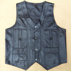 2019 High-End Brand Men's Leather Waistcoats Large Size Real Sheepskin Vest Soft Black