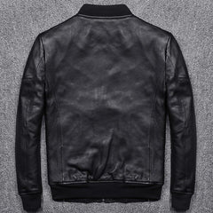 Men Black Short Slim Fit Biker Leather Jacket Casual Pocket Zipper