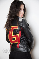 Womens Soldier 76 Leather Jacket Jet Black