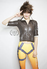 Womens Tracer Jacket Brown Leather White Fur Lining