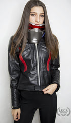 Womens Soldier 76 Leather Jacket Jet Black