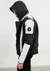 Mens Ninja Sheepskin Leather Jacket Black and White