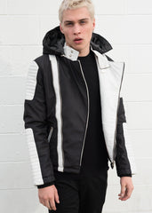 Mens Ninja Sheepskin Leather Jacket Black and White