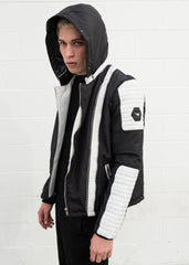 Mens Ninja Sheepskin Leather Jacket Black and White