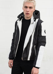 Mens Ninja Sheepskin Leather Jacket Black and White