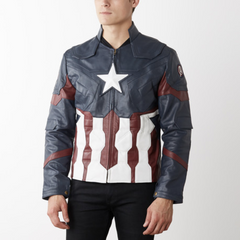 Mens Captain America Leather Jacket Avengers Age of Ultron