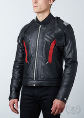 Mens Soldier 76 Leather Jacket Jet Black