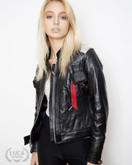 Womens Soldier 76 Leather Jacket Jet Black