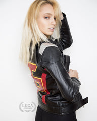 Womens Soldier 76 Leather Jacket Jet Black