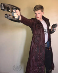 Mens Guardians of Galaxy 2 Star Lord Chris Pratt Leather Trench Coat