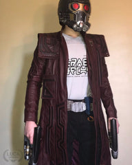 Mens Guardians of Galaxy 2 Star Lord Chris Pratt Leather Trench Coat